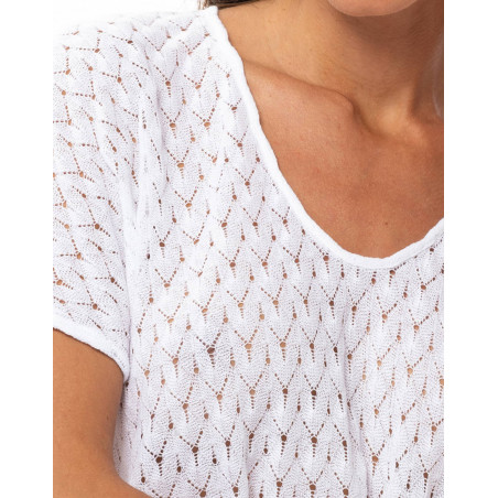 Mesh Knit Tee-Shirt in Cotton PAILLETTE | Le Chat