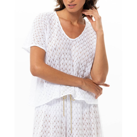 Mesh Knit Tee-Shirt in Cotton PAILLETTE | Le Chat