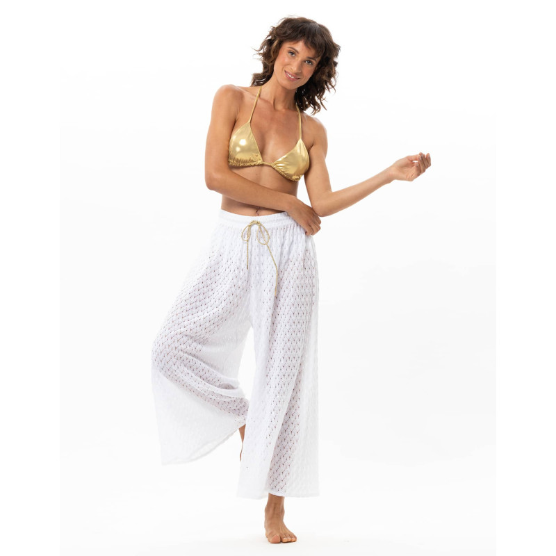 Mesh Knit Trousers PAILLETTE White | Le Chat