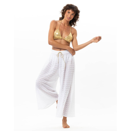 Mesh Knit Trousers PAILLETTE White | Le Chat