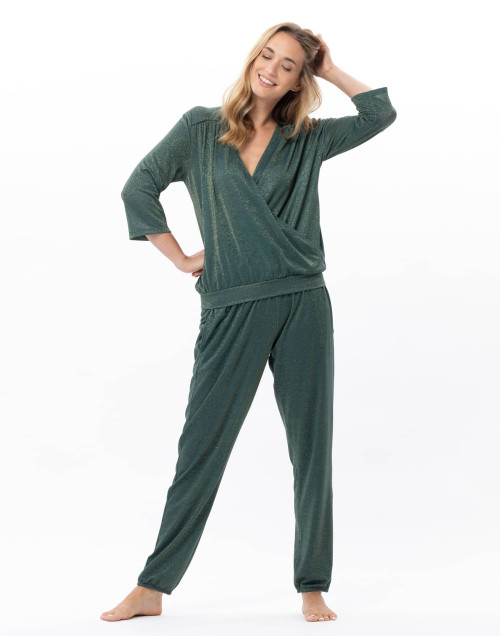 Lurex knit loungewear set COCO Kaki | Le Chat