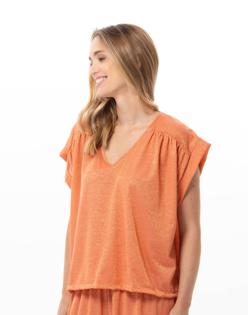 Lurex knit tee-shirt COCO Apricot