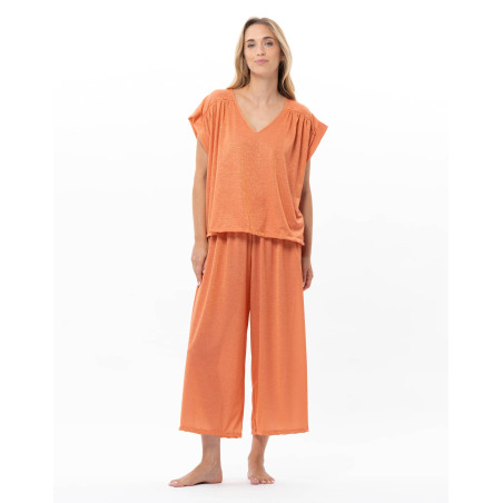 Lurex knit tee-shirt COCO Apricot | Le Chat