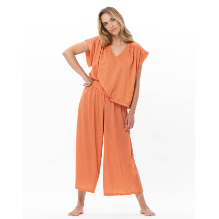 Lurex knit tee-shirt COCO Apricot | Le Chat