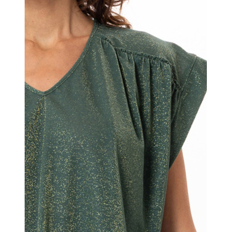 Lurex knit tee-shirt COCO Kaki | Le Chat