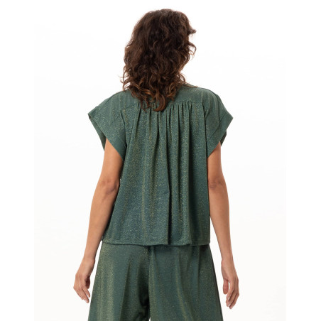 Lurex knit tee-shirt COCO Kaki