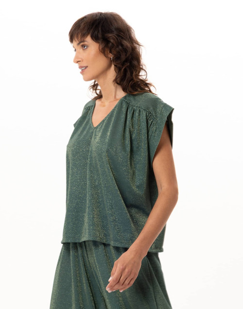 Lurex knit tee-shirt COCO Kaki