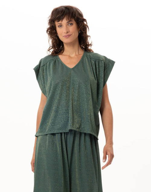 Lurex knit tee-shirt COCO Kaki | Le Chat