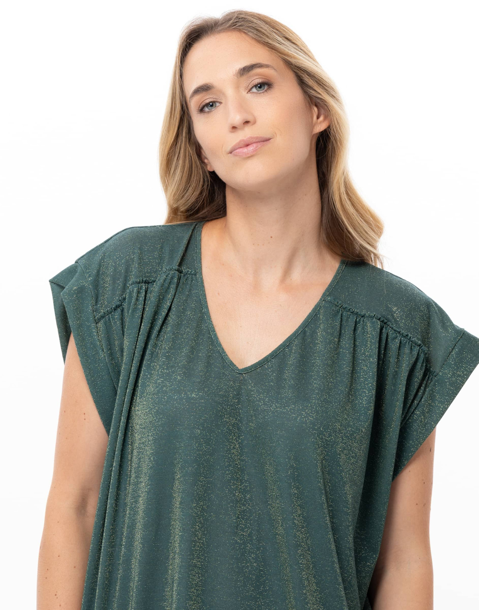 Lurex Knit Kaftan COCO Khaki | Le Chat