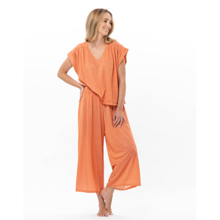 Pantalon en maille lurex COCO Abricot | Le Chat