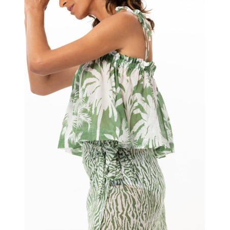 Cotton Voile Top BRONZETTE Foliage | Le Chat