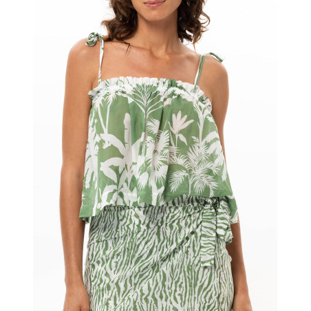 Cotton Voile Top BRONZETTE Foliage | Le Chat