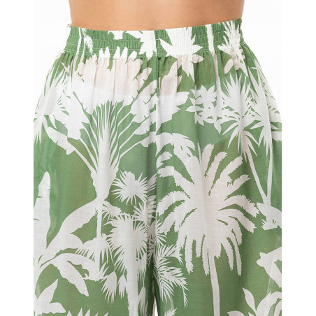 Pantalon en voile de coton BRONZETTE Feuillage