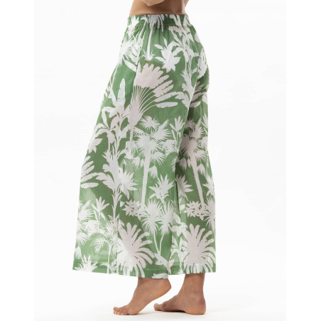 Pantalon en voile de coton BRONZETTE Feuillage