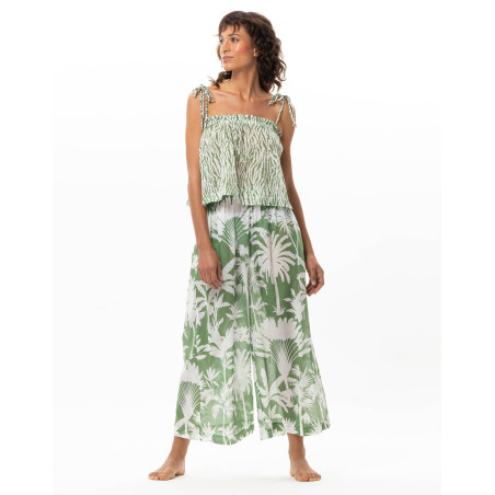 Cotton Voile Trousers BRONZETTE Foliage | Le Chat