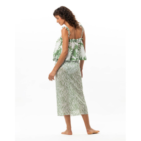 Paréo en voile de coton BRONZETTE Feuillage