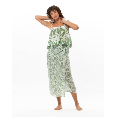 Cotton voile pareo BRONZETTE Foliage| Le Chat
