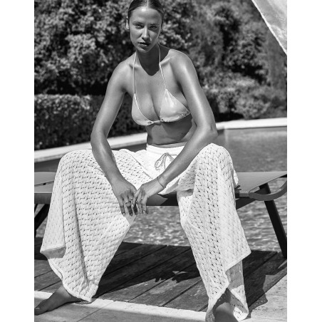 Mesh Knit Trousers PAILLETTE White | Le Chat