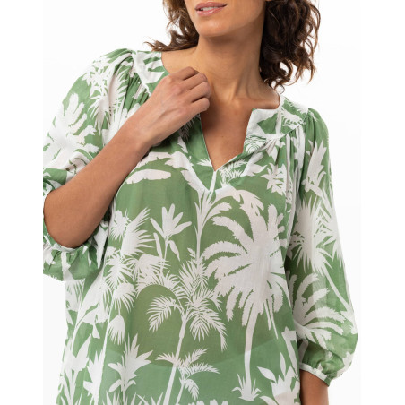 Cotton Voile Kaftan BRONZETTE Foliage | Le Chat