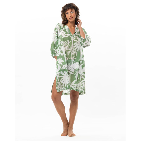 Cotton Voile Kaftan BRONZETTE Foliage | Le Chat