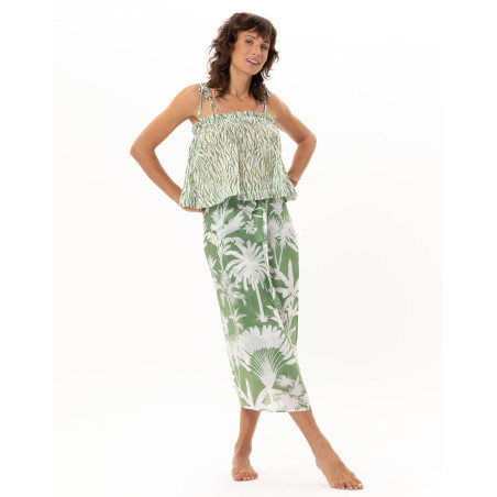 Cotton voile pareo BRONZETTE Foliage| Le Chat