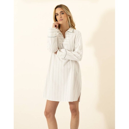 Chemise de nuit en coton ASTREE Ecru
