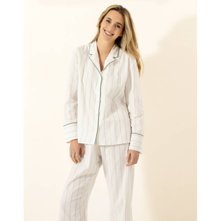 Pyjama boutonné en coton ASTREE Ecru