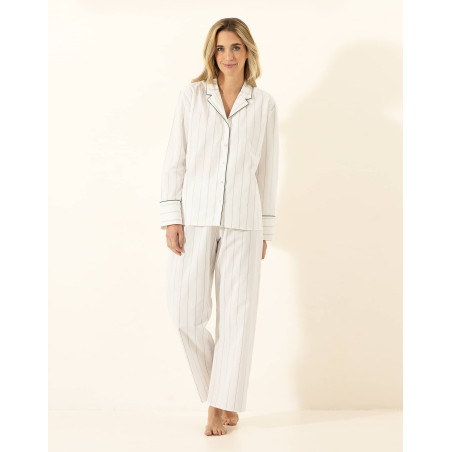 Pyjama boutonné en coton ASTREE Ecru