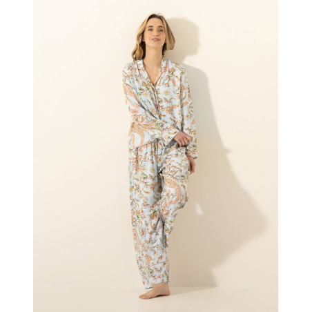 Pyjama boutonné en viscose INDIAN SONG Multico
