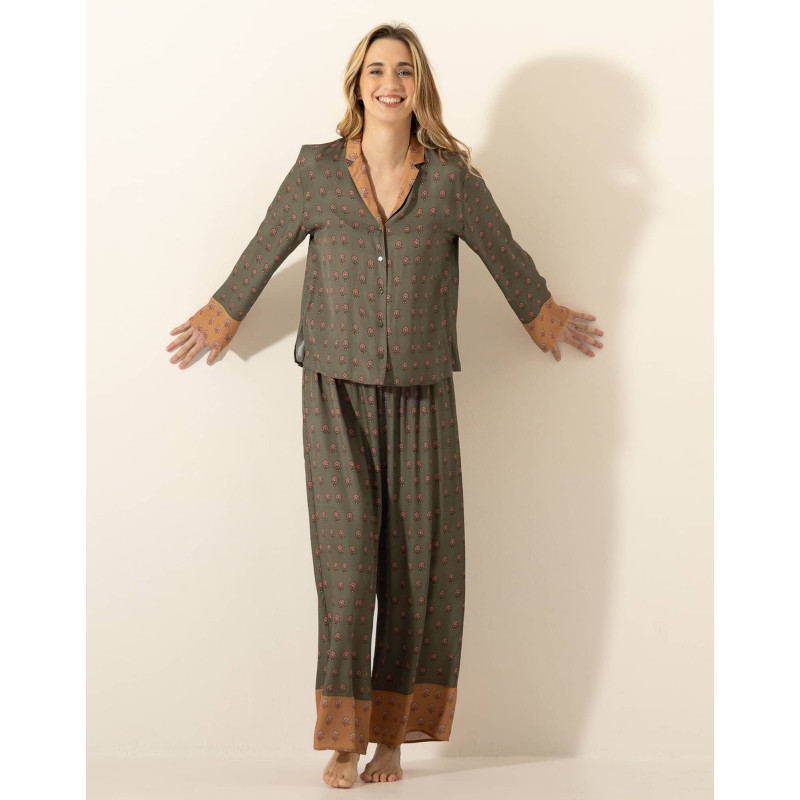 Pyjama en viscose JAIPUR 306 Kaki | Le Chat