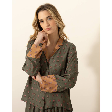 Pyjama en viscose JAIPUR 306 Kaki | Le Chat