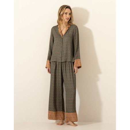 Pyjama en viscose JAIPUR 306 Kaki | Le Chat