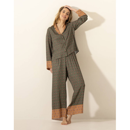 Pyjama en viscose JAIPUR 306 Kaki | Le Chat