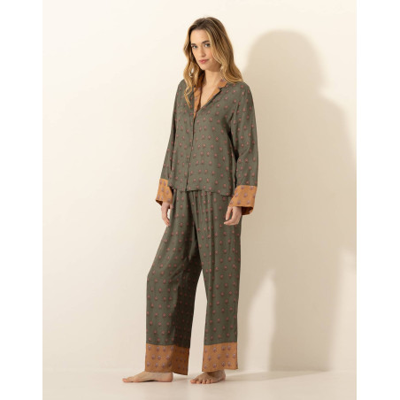 Pyjama en viscose JAIPUR 306 Kaki | Le Chat