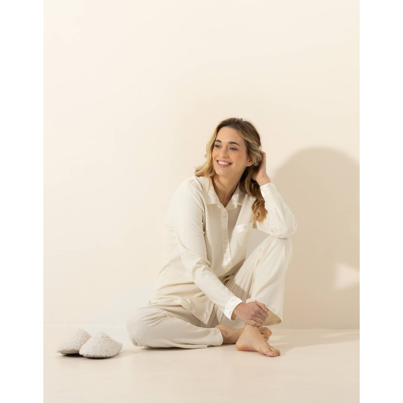 Button-up cotton pyjamas PHILO Ecru | Le Chat