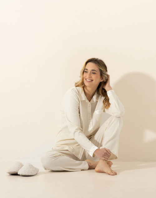 Button-up cotton pyjamas PHILO Ecru | Le Chat