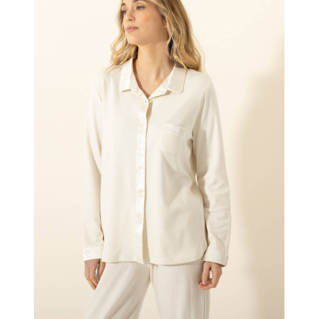 Button-up cotton pyjamas PHILO Ecru | Le Chat