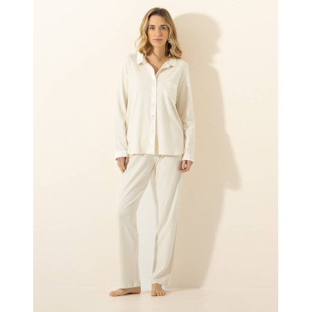 Pyjama boutonné en coton PHILO Ecru | Le Chat