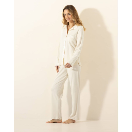 Pyjama boutonné en coton PHILO Ecru | Le Chat