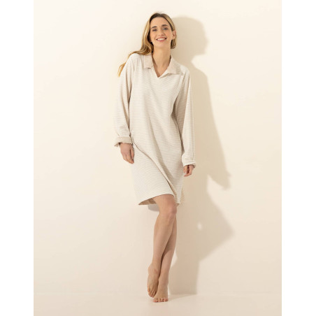Cotton nightdress PILATE 301 Marl Beige / Ecru | Le Chat