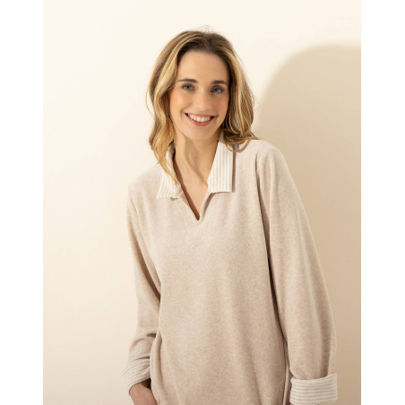 Cotton pyjamas PILATE 302 Marl Beige / Ecru | Le Chat