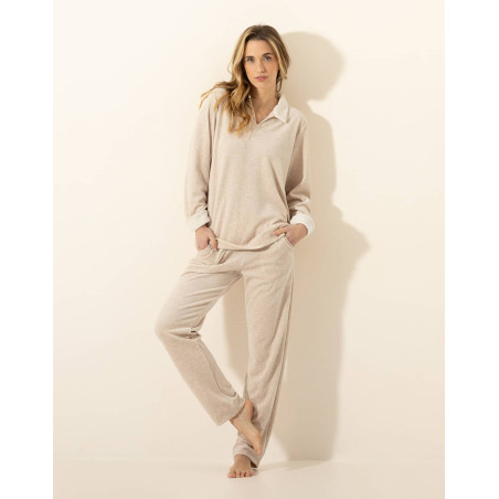 Cotton pyjamas PILATE 302 Marl Beige / Ecru | Le Chat