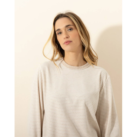 Pyjama en coton PILATE 312 Beige Chine / Ecru | Le Chat