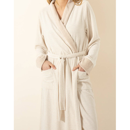 Cotton Dressing gown PILATE 360 Marl Beige / Ecru | Le Chat