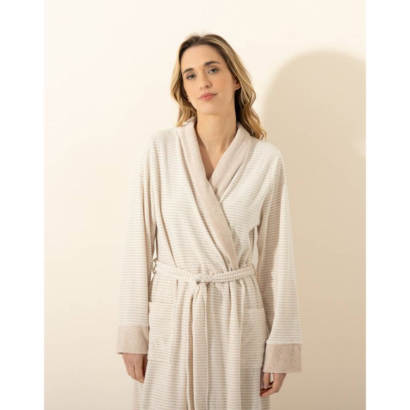 Cotton Dressing gown PILATE 360 Marl Beige / Ecru | Le Chat