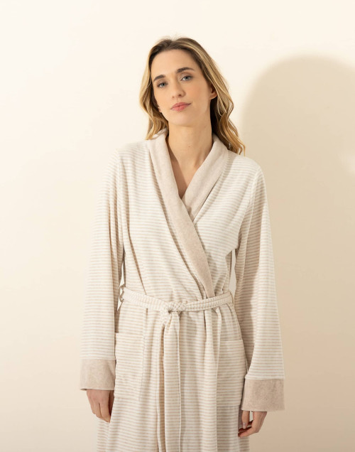 Cotton Dressing gown PILATE 360 Marl Beige / Ecru | Le Chat