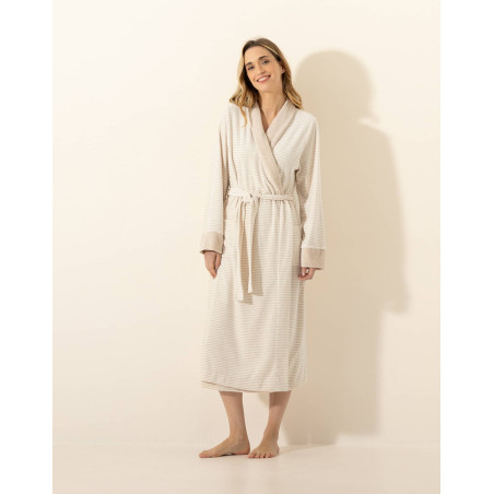 Peignoir en coton PILATE 360 Beige Chine / Ecru | Le Chat