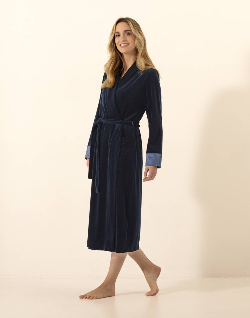 Velour Dressing gown ESSENTIEL H67A Navy