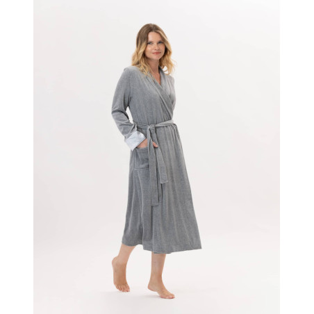 Peignoir en velours ESSENTIEL H67A Gris Chine | Le Chat