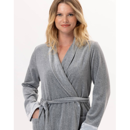 Peignoir en velours ESSENTIEL H67A Gris Chine | Le Chat